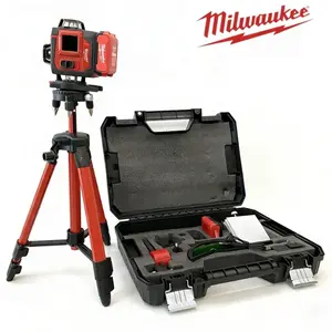 Milwaukee Green Laser Level Tool Kit Set, 4×360° 16 Lines, 25M Range, ±3° Self-Leveling, IP54, for Tile Ceiling Wall Layout Construction, with Tripod & Accessories