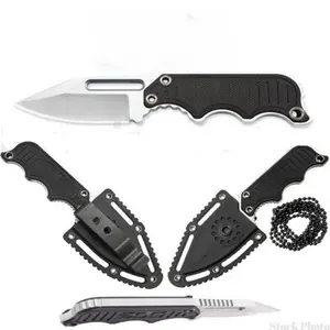 Full Tang Instinct Fixed Knife G10 Handle Lightweight Mini Pocket EDC Neck Chain Multi Tools with ABS Sheath
