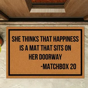 1pc Funny Welcome Door Mat, She Believes That Happiness Is A Mat, Anti-Slip Entrance Mat, Indoor/Outdoor Floor Mat, Suitable for Home and Room Decoration, Foyer, Living Room, Kitchen, Porch, Doorway, Polyester Fiber, Machine Washable