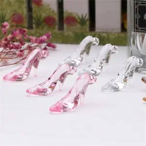 24pcs Acrylic Clear Mini 3D High Heel Wedding Decorations, Micro Scale Party DIY Decoration Tools, Cake Decorating Accessories