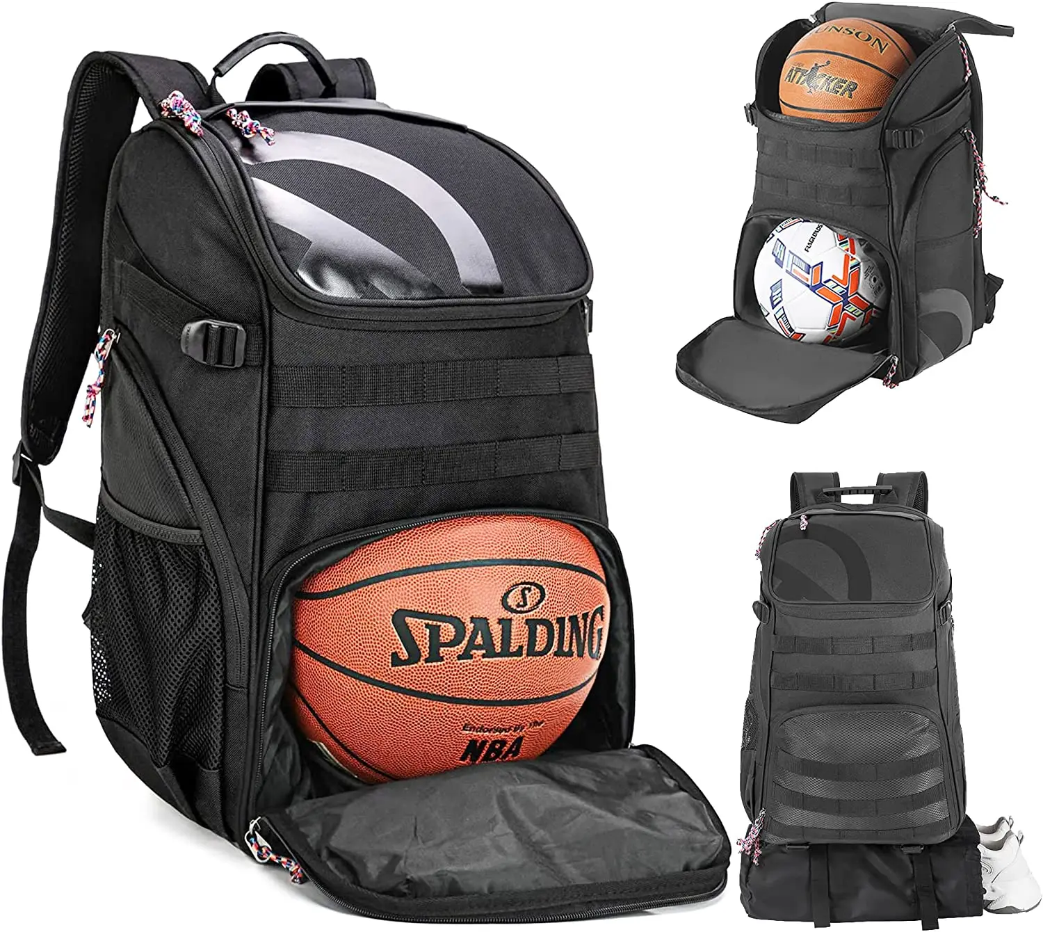 Large Basketball Backpack Bag with Ball Compartment and Shoe Pocket Outdoor Sports Equipment Bags