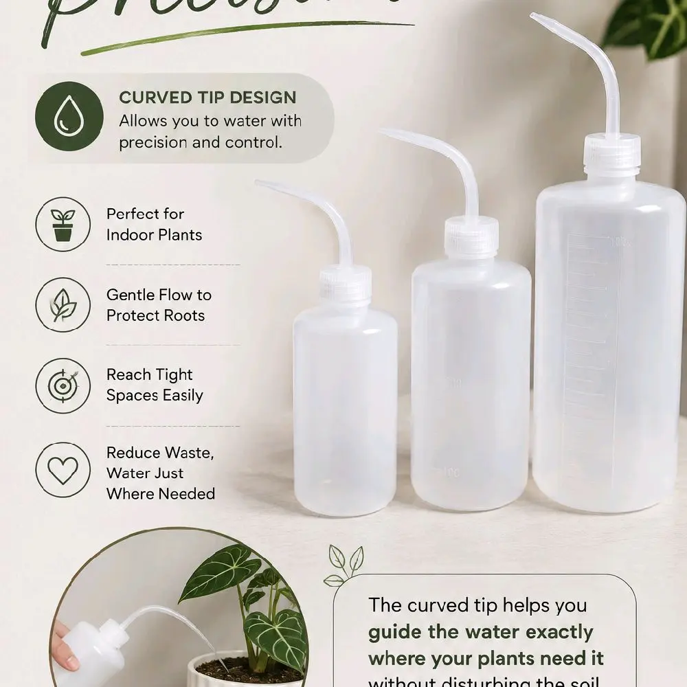 Precision Plant Watering Bottle - Long Nozzle Watering Equipment, Controlled Flow, Easy Squeeze Tool for Indoor Plant Ready Seedlings, Targeted Base Water (Multi-Size: 250ml, 500ml, 1000ml), Propagation