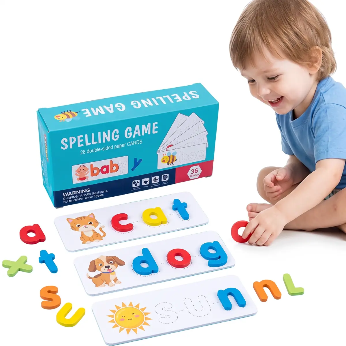Montessori Animal-Themed CVC Letter Match Blocks - Phonics for Kids Educational Toy, Interactive & Engaging Game with Alphabet Flash Cards, Builds Foundational Reading & Spelling Skills for 3-6 Years Old, Ideal Birthday Gift, Animal Themes