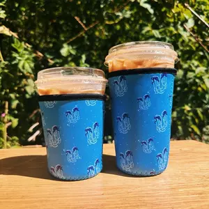 Blue bow boots iced coffee koozie | iced coffee koozie Drinkware