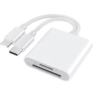 SD Card Reader for iPhone iPad, USB C  Dual Interface Memory Card Reader, Digital Camera Adapter for iPhone/MacBook/USBC Laptop for SD/TF Card, Plug & Play, Camera Accessories, USB Port Gadget