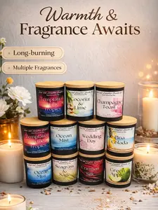 Love and Laughter Candle Co. 9oz Soy Wax Candle Hand-Poured with 40-50 Hour Burn Time Available in 100% Soy Wax Scents like Lemon Verbena & Stress Relief