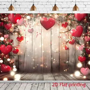 Valentine's Day Backdrop Banner- Romantic Red Heart& Floral Design with "LOVE" Text, Golden Lights, And Sparkling Accents- Perfect for Photo Booths, Parties, And Home Decor- Easy to Use Indoor/Outdoor Decoration