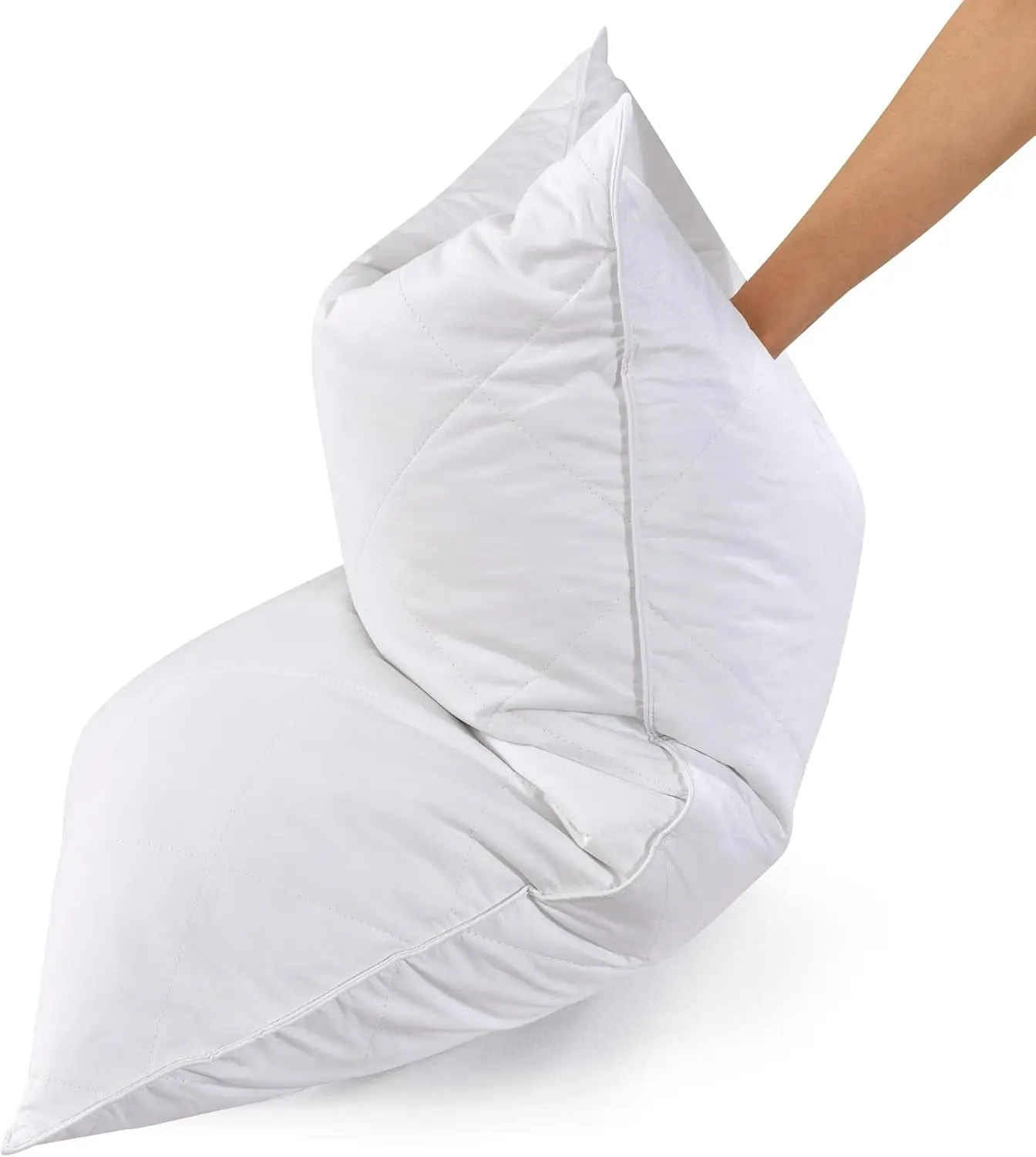 Pack of 2 White Goose  Pillows  Size- Soft 600 Thread Count  Cotton, Medium Firm,Soft Support,White Solid