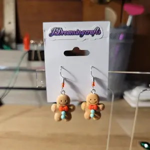 Gingerbread Man Dangle Earrings
