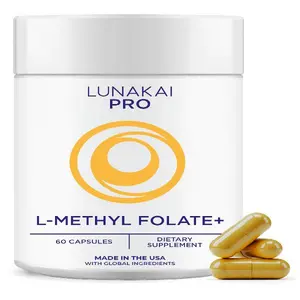 Lunakai USA Made Clinically Studied L-Methylfolate 5-MTHF 15mg Plus Methyl B12 - Methylated Folate Supplement for Men & Women - Brain, Mood & Energy, MTHFR Supplement, Non-GMO, 60 Capsules