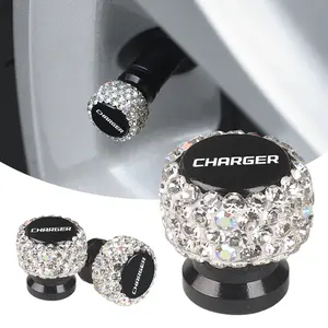 4pcs Diamond Tire Valve Caps for Dodge Charger, Shiny Crystal Decorative Metal Valve Covers, Universal Car Accessories, Car Parts