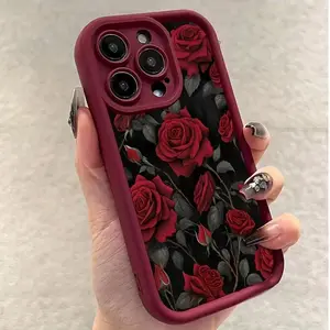 Rose Pattern Phone Case, Anti-drop Cellphone Protective Case, Total Protective Shockproof Mobile Phone Cover for iPhone 11 12 13 14 15 16 Pro Max/Pro/Plus Protector Screen Protector