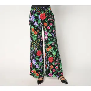 Susan Graver Regular Printed Liquid Knit Wide Leg Pants