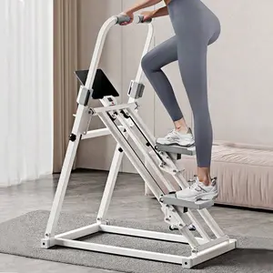 Home Fitness Vertical Climbing Machine - Adjustable Step Foldable Stair Tread with Handles and Foot Pedals, Full Body Workout Equipment, Battery Powered (Batteries Not Included) - White, Ideal Family Gift, Stylish Modern Design, Safe Foot Pedals