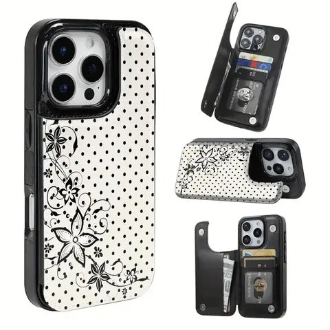 Textured Flower Vines & Polka Dot Protective Cellphone Casing - Multi-Model Phone Accessories Compatible with iPhone 17 Pro Max/Air,16,15,14,13,12,11 Series, Samsung Galaxy S22,S23,S24,25 Series, Ideal Gift