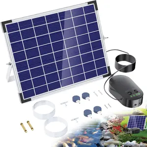 POPOSOAP Solar Pond Aerator, Solar Air Pump with Adjustable Airflow, Quiet Solar Pond Oxygen Pump for Koi Pond, Garden Pond, Fish Tank, Hydroponics