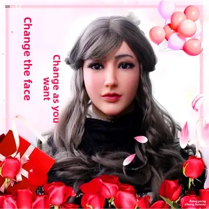 Full-face silicone mask for adults, realistic female facial hood, lifelike human mask, crossdressing, male-to-female transformation, cosplay makeup