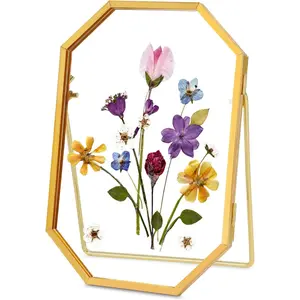 Glass Pressed Flower Frame , Octagon, 4x6 inches,