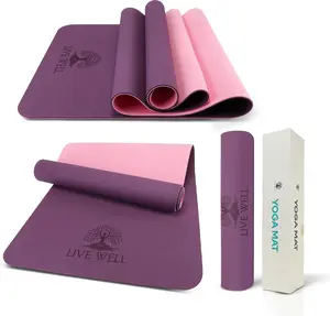 Live Well TPE Yoga Mat Women – Non-Slip Exercise Mat with Strap, Extra Thick 6Mm Pink Yoga Mat for Home Workout and Outdoor Use MHW - LIVE WELL