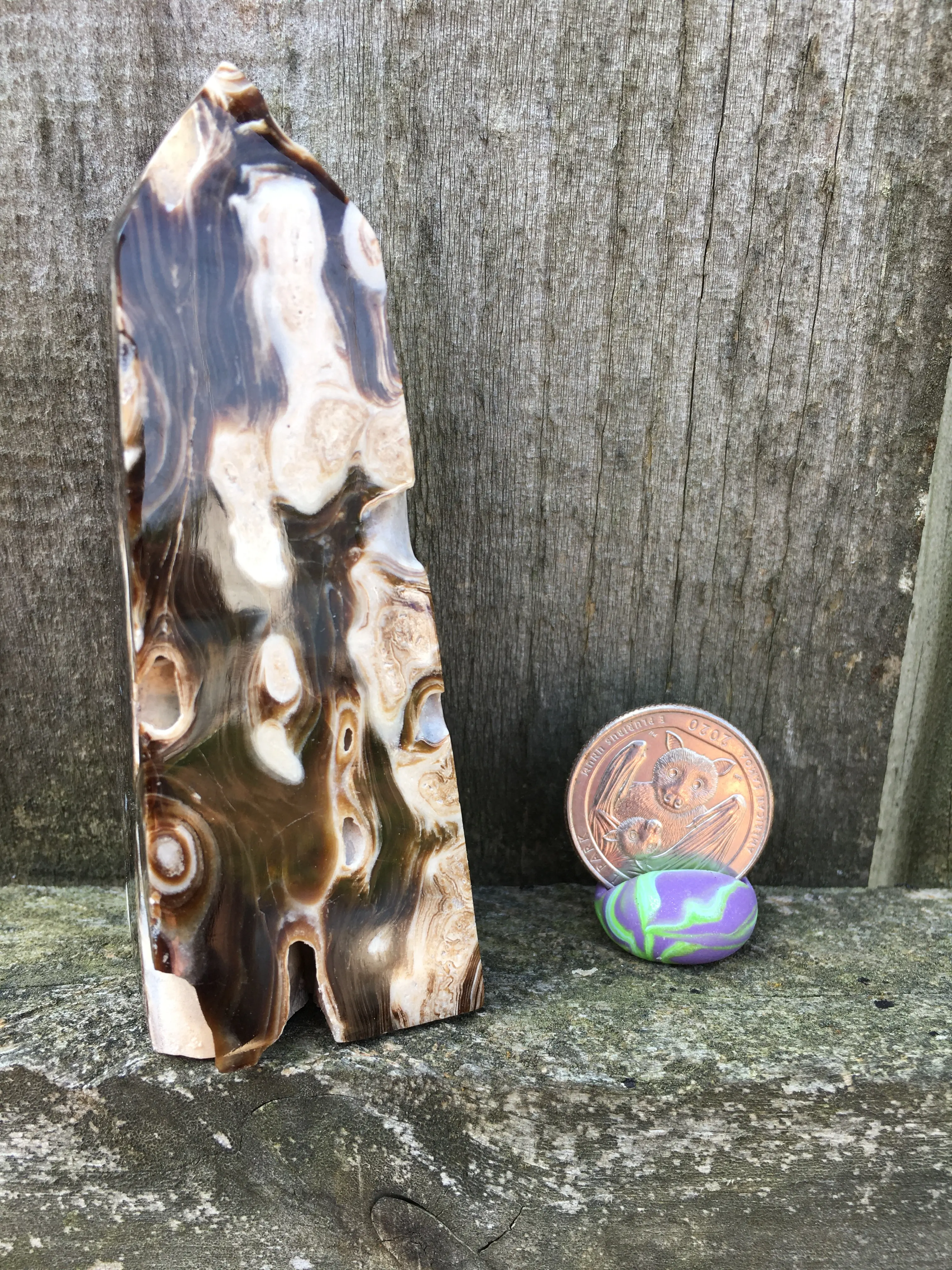 Chocolate Calcite Tower - 2290 3 3/4" tall #gemstone #gemstonetower #chocollatecalitetower #chocolatecalcite @gemsandtreasures Home Ornament