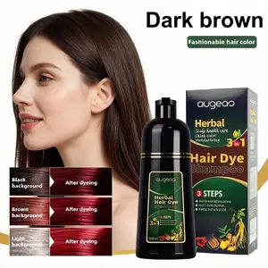 [Father's Day gift] Dark Brown Hair Dye Shampoo 3 in 1 for Gray Hair Coverage, Hair Color Shampoo for Women Men, Herbal Ingredients Champu Para Pintar el Cabello Semi-permanent(16.9 Oz)