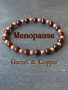 6mm Pomegranate Stone & Copper Bead Menopause Balance Bracelet, Boho Stone Bracelet, Bohemian Style Natural Gemstone Jewelry Gift To Relieve Hot Flashes And Menopausal Symptoms