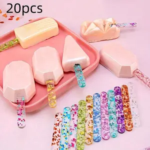 Acrylic Ice Cream Stick, Reusable Ice Cream Stick, Mini DIY Craft Candy Stick, Handmade Crafts, Fun Party Supplies