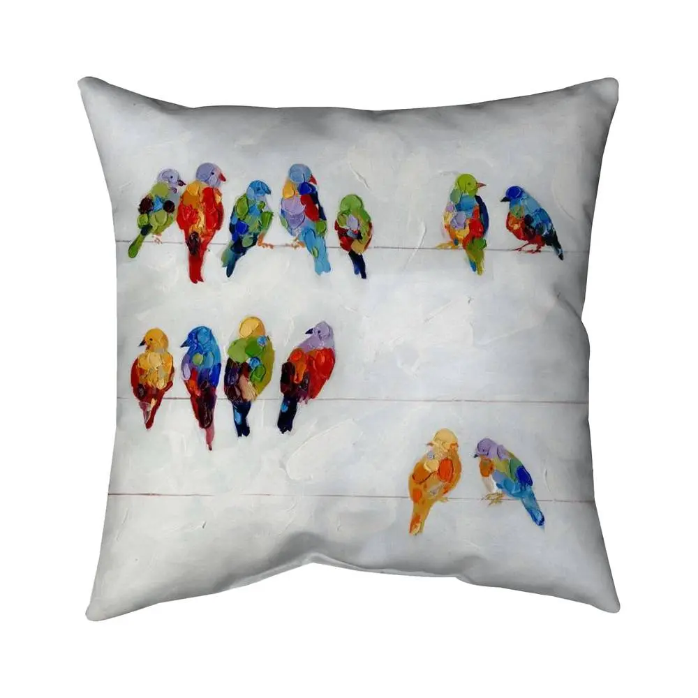 Begin Home Decor 5541-1616-AN42 16 x 16 in. Colorful Birds on A Wire Pillow - Contemporary Bedroom Decor
