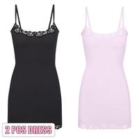 2pcs Dress(Black/Pink)