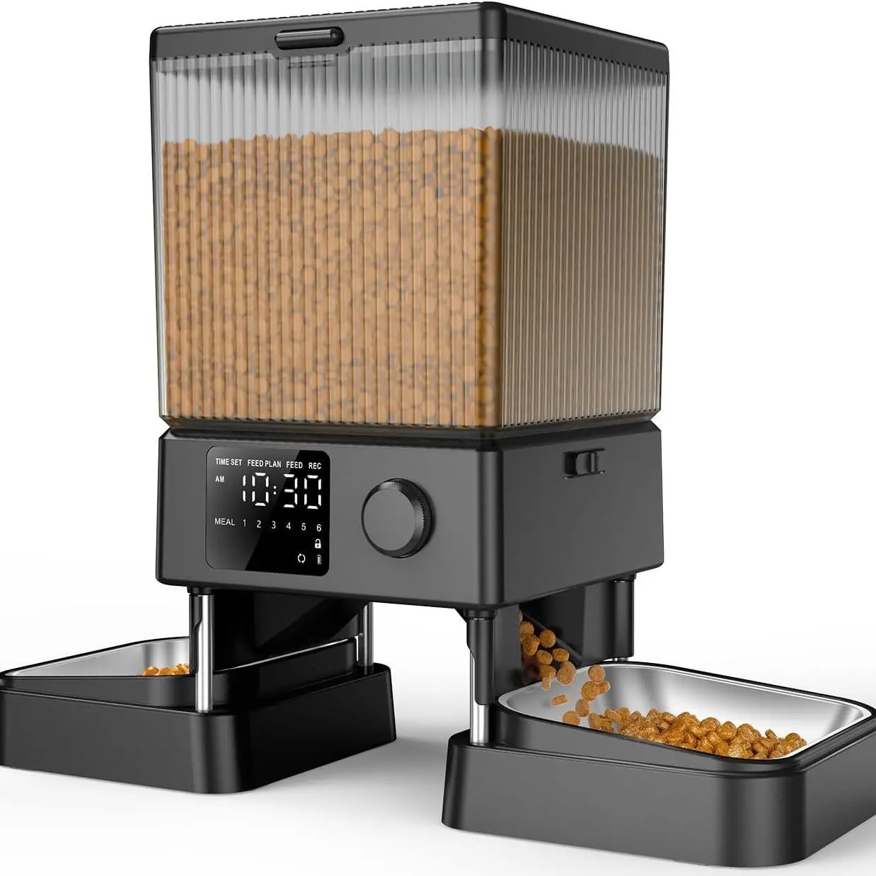 Automatic Cat Feeder for 2 Cats, 20 Cups/5L Automatic Cat Food Dispenser for Small Pets Indoor, Timed Cat Feeder for Dry Food(Black)