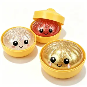 Glitter Dumpling Squishy Stress Relief Toy – Soft TPR, Cute Steamer Box Packaging, Summervibes Gift for Anime Fans Sensory Play