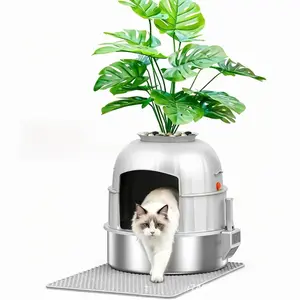 Cat Litter Box with Faux Plant or Castle Design, Hidden Enclosure Tray with Scoop, Odor Control & Carbon Filter, Covered Cat Toilet for Living Room, Bedroom, Corner,summerwins