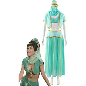 I Dream of Jeannie Cosplay Costume Jeannie's Sister Jeannie II Green Dress Jeannie Evil Sister Costume Halloween Outfit