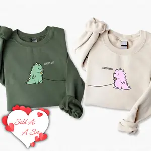 Cute Dinosaur Matching Sweatshirt Funny Couples Valentine Gift Casual Pullover Hoodies Casual Streetwear Looks