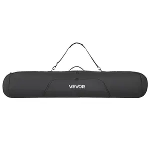 Summervibes VEVOR Snowboard Bag, Up to 65 in/165 cm, Padded Skis & Snowboards Bag for Air Travel, 600D Waterproof Oxford Fabric, with Adjustable Inner Straps, for Skis Poles Goggles Gloves Helmet Boots (Black), Reinforced Zipper