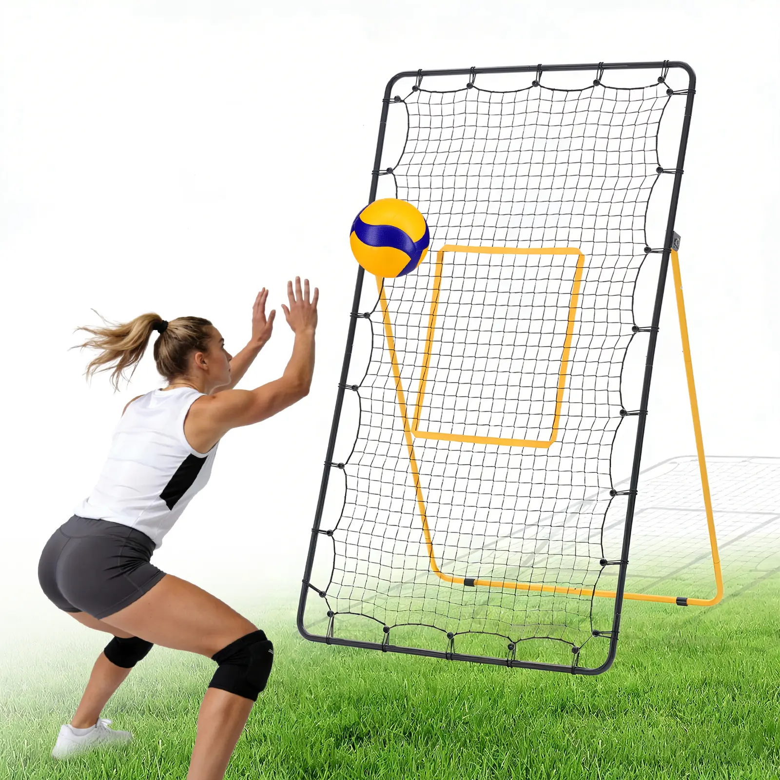 7x4 ft Volleyball Rebounder Net – Multi-Sport Trainer with 5 Adjustable Angles, Portable Travel Bag – Indoor/Outdoor for Spiking & Bumping