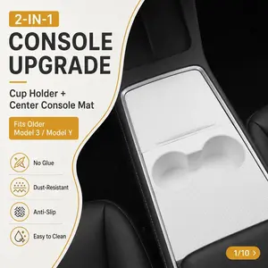 [Glue-free Installation]Center Console Cover  for Tesla Model 3 2021-2023 & Model Y 2021-2024 Suede Static Cling Decor Tesla Accessories Car Protectors Car Interior Kit