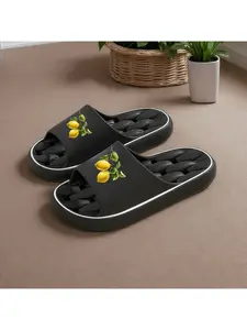 1 pair of new unisex slippers, featuring fresh lemons and green leaves, indoor/outdoor slippers, holiday gift slippers, women's sandals, room slippers, birthday gift slippers, casual slippers, summer EVA slippers, bathroom slippers, beach slippers