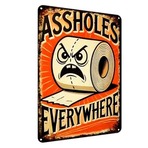 Retro Funny Bathroom Signs, Metal Tin Sign, Funny Toilet Paper Bar Club Wall Decor, Humorous Restroom Decoration, Unique Gift Idea