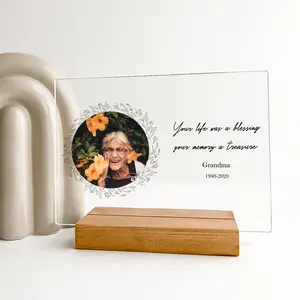 Personalized Rest in Peace Memorial Wood Display Stand – Custom Engraved Sympathy Gift, Remembrance Plaque, Bereavement Keepsake for Loss of Loved One
