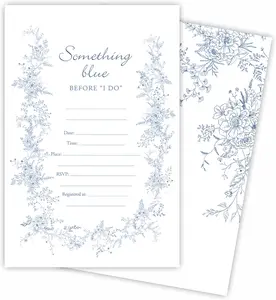 Blue Floral Wedding Invitation Cards With Envelopes, Something Blue Before I Do Fill In Style Invitations For  Couples, Mr And Mrs, Newlyweds Invites, Party Favor & Supplies(25 Pcs) - A12