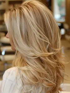 Fashionable New Long Wavy Blonde Wigs with Bangs and Dark Roots, Synthetic Women's Wigs for Ordinary Work, Life, Dance Parties and All Occasions, Synthetic Material Wigs