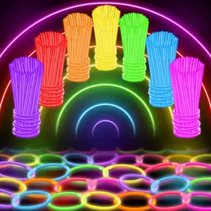 100 Ultra Bright Glow Sticks Bracelets and Necklaces - Premium Glow in the Dark Party Supplies and Decorations - Bulk 8" Glowsticks Colorful Light
