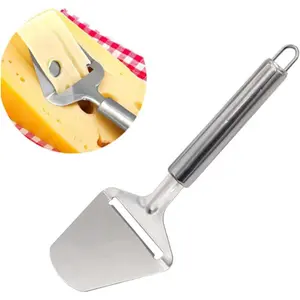 Stainless Steel Multi-Functional Handheld Cheese Slicer Silver Non-Stick for All Types of Cheese Ideal for Daily Kitchen Cooking
