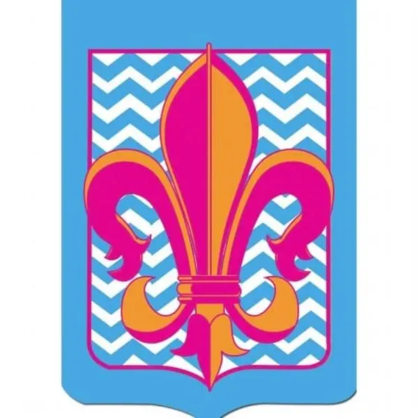 Jozie B 549 Bold Chevron Print Geometric Blue Fleur De Lis Large Flag - Home & Holiday Indoor Banners, Ideal Gift Decoration