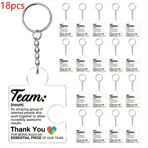 Set Of 18 Team Appreciation Gifts for Coworkers Bulk, Employee Appreciation Gifts Thank You Keychain for Team Staff Teachers Volunteer, Teamwork Gift Office Puzzle Piece Acrylic Keychains