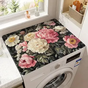 Floral Pattern Dish Drying Mat, 1 Count Non-slip Absorbent Dish Drying Pad, Multipurpose Absorbent Dust Cover Pad for Washing Machine, Refrigerator, Microwave, Coasters, Kitchen Decorative Placemat