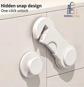 6PCS Toddler Safety Adhesive Locks - No-Drill, Easy-Install Strap Latches for Cabinets, Drawers, Fridge Doors, 6 Pieces
