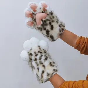 Fursuit Leopard Print Kigurumi Cat Paws Cartoon Plush Furry Cosplay Kig Costume Nail Tiger Claws Full Finger Performance Props