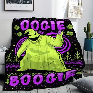UME Vintage Anime-Themed Oogie Boogie Flannel Throw Blanket, Hypoallergenic Multipurpose Stain-Resistant Knitted Bedding with Digital Print – Dry Clean Only, Perfect for All Seasons